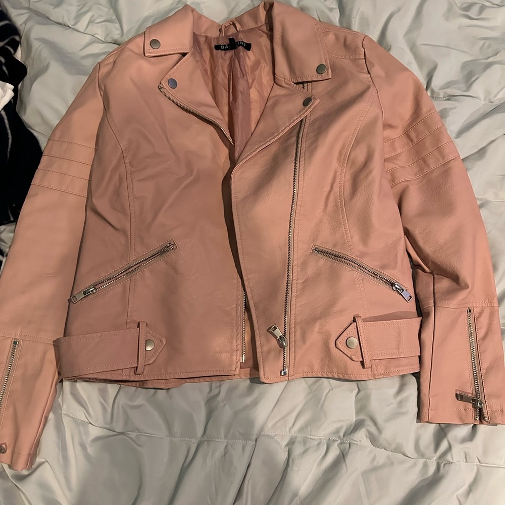 Baccini Pink Faux Leather Jacket